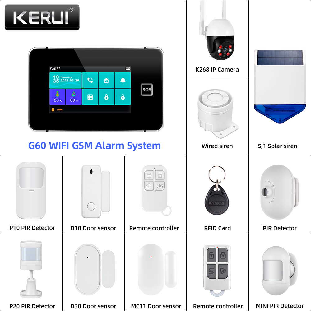 Home Automation Diy Kit - KERUI Tuya アラームパネル DIY アラームキットホームセキュリティ警報システム WIFI