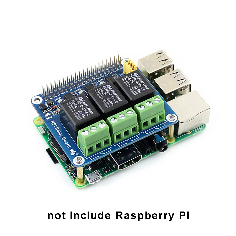 Home Automation Raspberry Pi - 3チャンネルリレー拡張ボードラズベリーパイ4B 3B + 3B 3ウェイリレーコントロールインターフェースシールド帽子ホームオートメーションのための