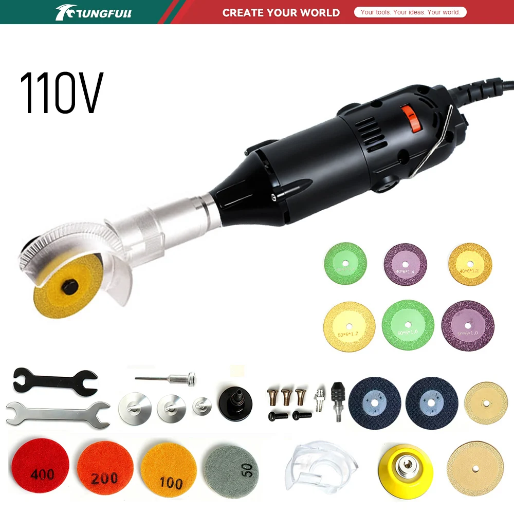 Diy Automation - TUNGFULL 110V ミニアングルグラインダー電動研磨機ポータブル研削ツール金属木材石切断修理 DIY