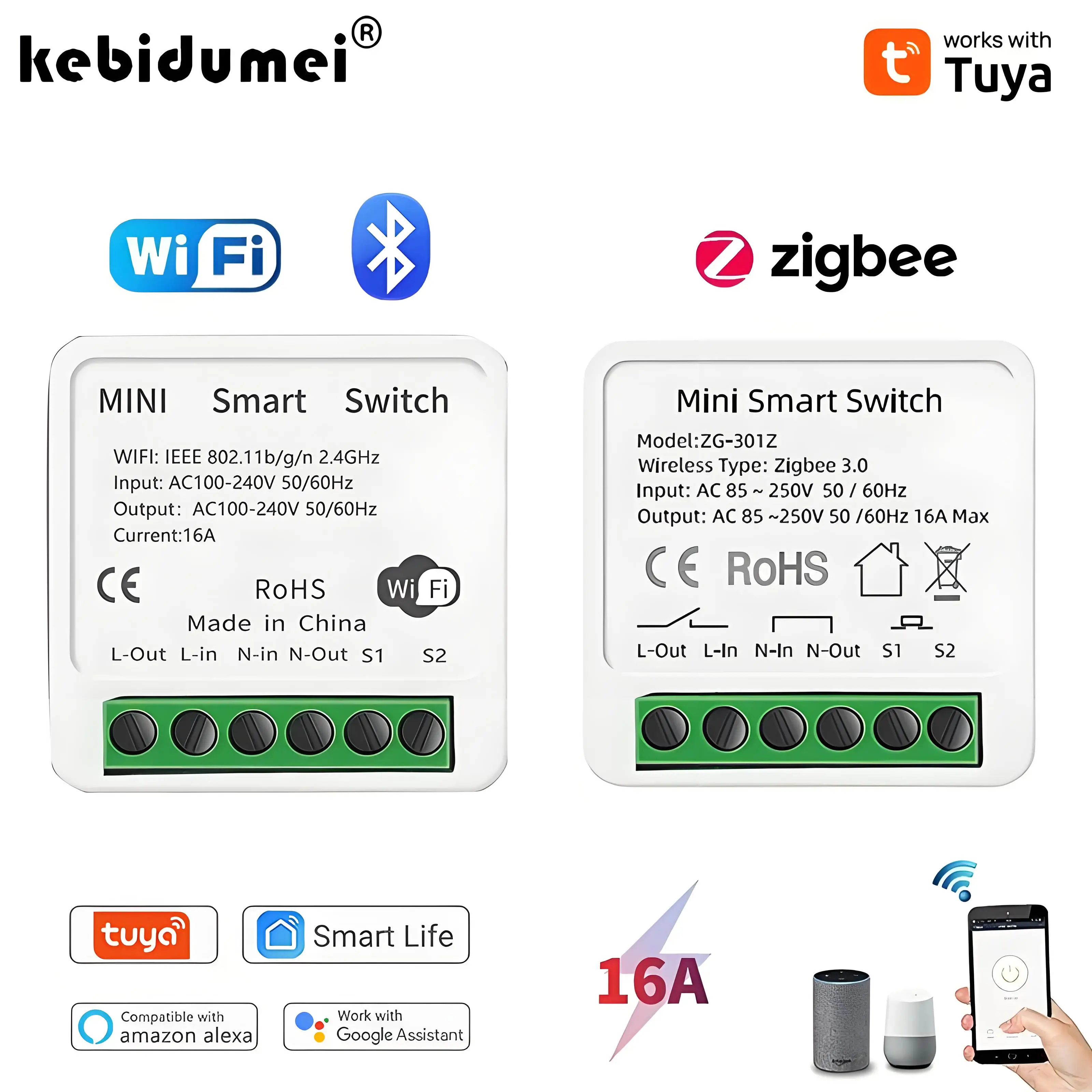 Diy Home Automation Controller - 16A Tuya Zigbee 3.0 ミニスマートDIYスイッチ 1路制御